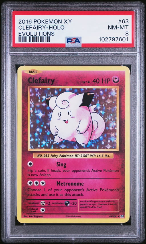 2016 POKEMON XY EVOLUTIONS #63 CLEFAIRY-HOLO PSA 8