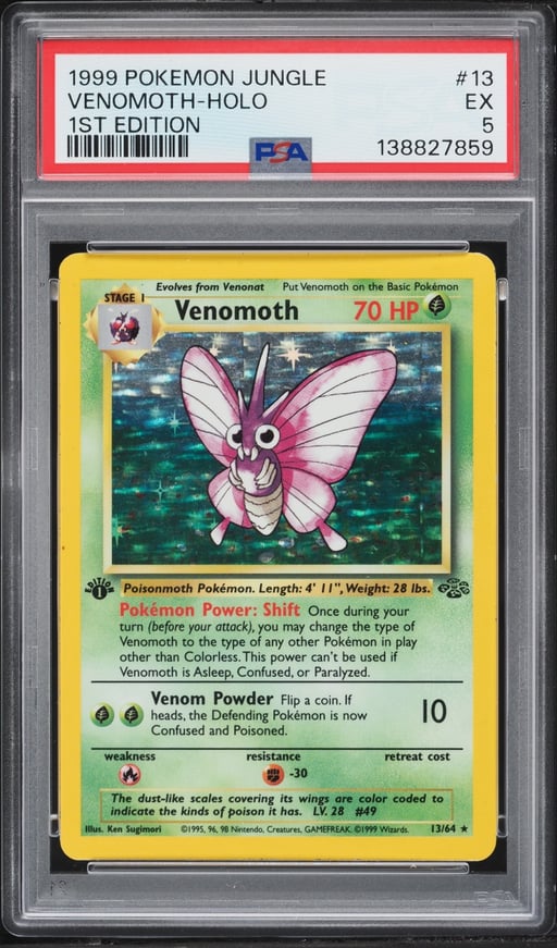 1999 Pokemon Jungle 1st Edition Holo Venomoth #13 PSA 5 EX