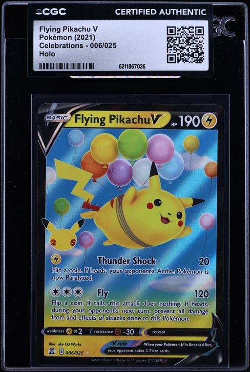 2021 Pokemon Sword & Shield Celebrations Holo Flying Pikachu V #6 CGC AUTH