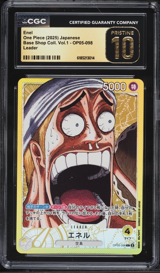 2025 One Piece Japanese Base Shop Collection Vol.1 Leader Enel #OP05-098 CGC 10 PRISTINE