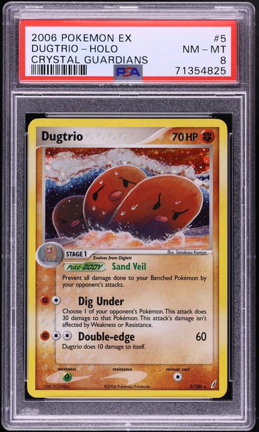 2006 Pokemon EX Crystal Guardians Holo Dugtrio #5 PSA 8 NM-MT
