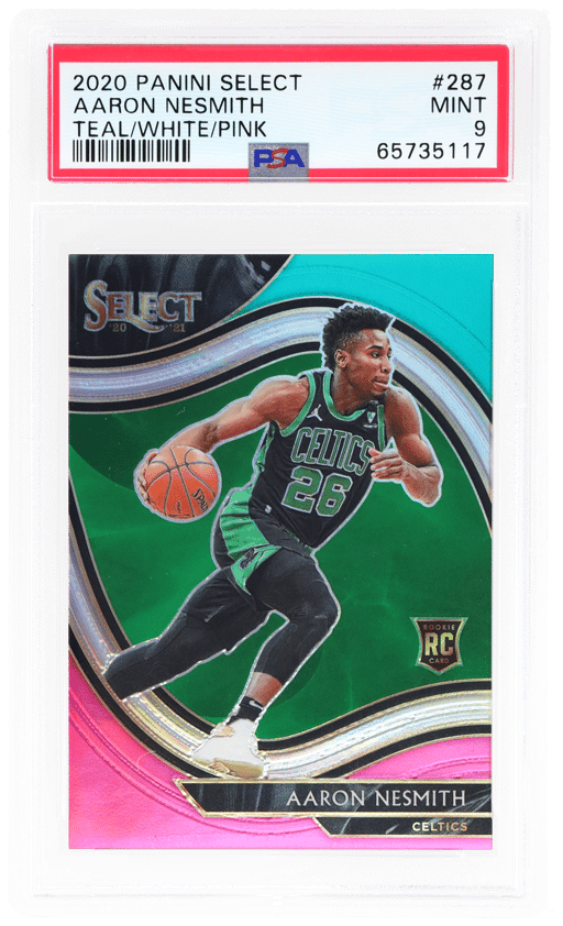 2020 Panini Select Courtside Teal White Pink Aaron Nesmith #287 9/10 PSA 9