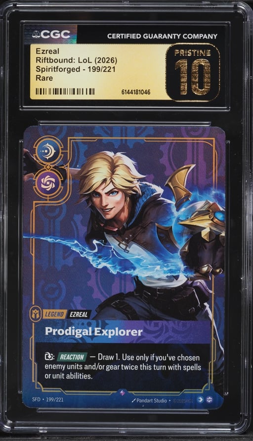 2026 Riftbound League Of Legends LoL Spiritforged Ezreal #199 CGC 10 PRISTINE