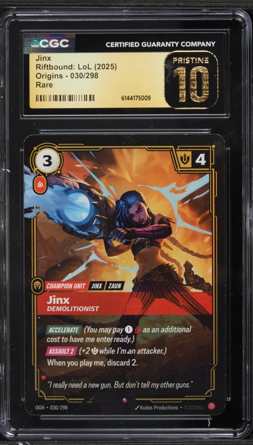 2025 Riftbound League Of Legends LoL Origins Jinx #30 CGC 10 PRISTINE