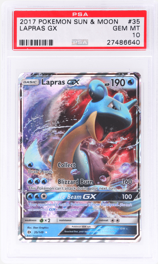 2017 Pokemon Sun and Moon Lapras Gx #35 PSA 10