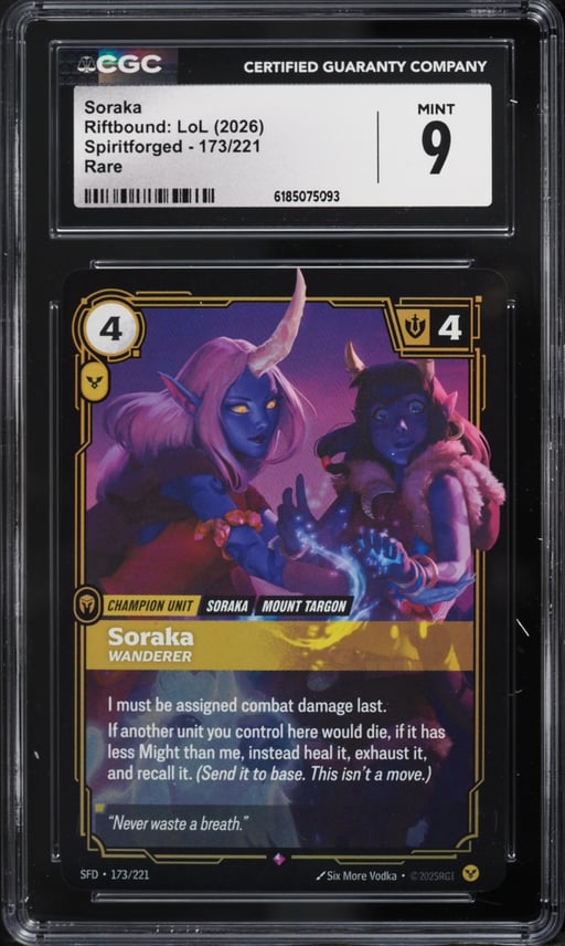 2026 Riftbound League Of Legends Spiritforged Soraka #173 CGC 9 MINT