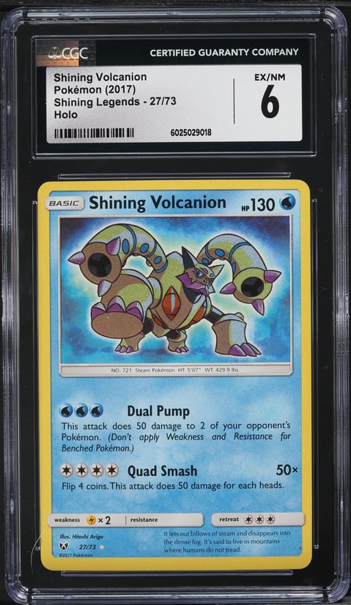 2017 Pokemon Sun & Moon Shining Legends Holo Shining Volcanion #27 CGC 6 EXMT