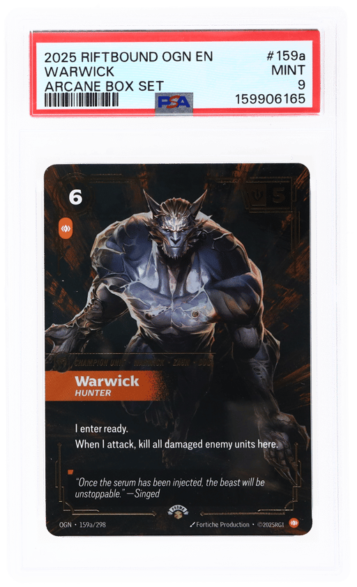 2025 Riftbound League of Legends Origins Arcane Box Set Warwick #159a PSA 9