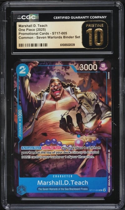 2025 One Piece Seven Warlords Binder Set Alt Art Marshall D. Teach #ST17-005 CGC 10 PRISTINE