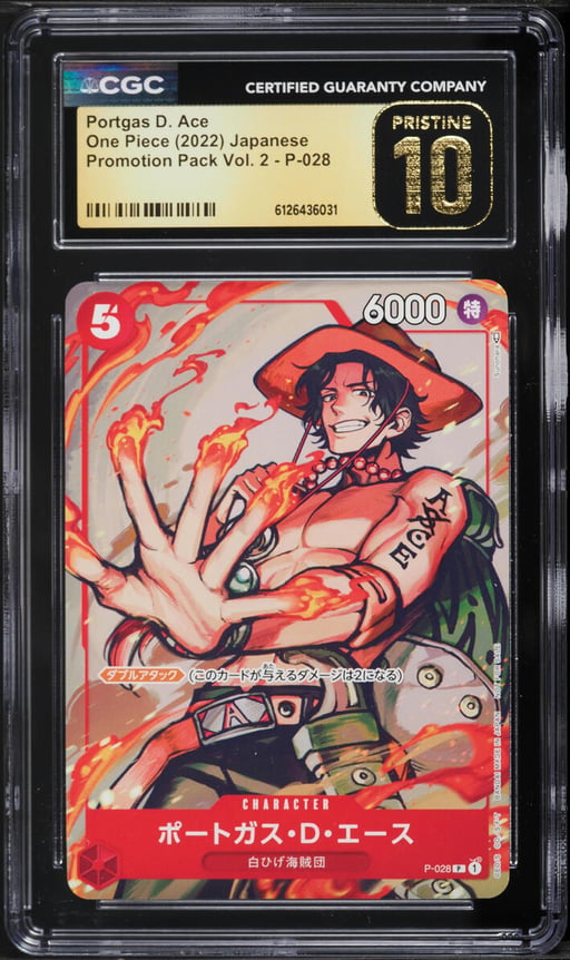 2022 One Piece Japanese Promo Pack Volume 2 Portgas D. Ace #P-028 CGC 10 PRISTINE