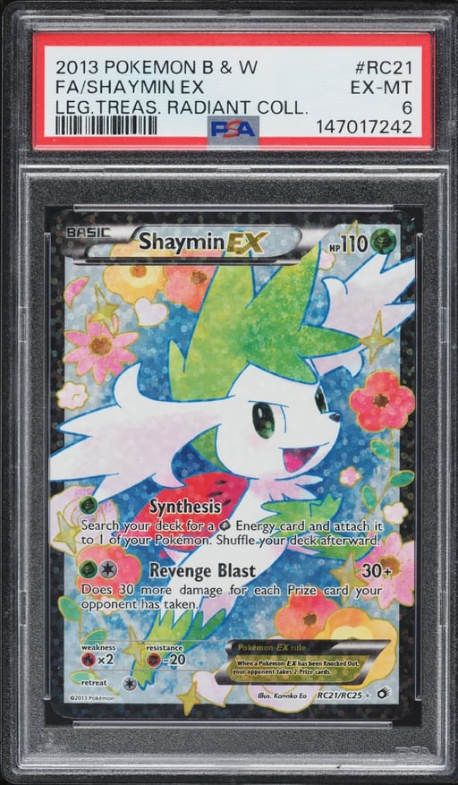 2013 Pokemon BW Legendary Treasures Radiant Collection Shaymin EX #RC21 PSA 6 EXMT