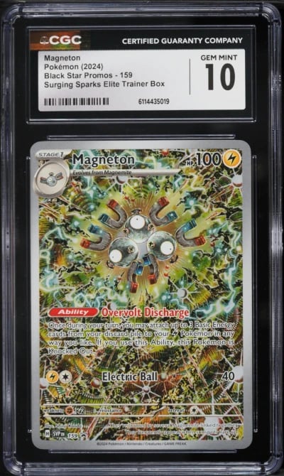 2024 Pokemon Scarlet & Violet Black Star Promo Surging Sparks ETB Magneton #159 CGC 10 GEM MINT