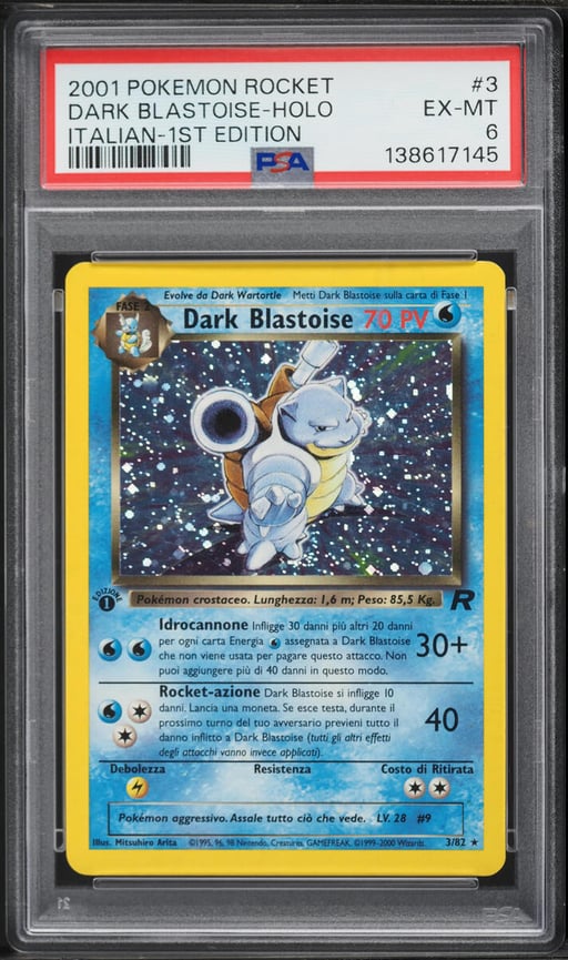 2001 Pokemon Italian Rocket 1st Edition Holo Dark Blastoise #3 PSA 6 EXMT