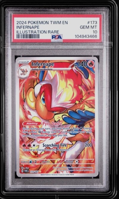 2024 POKEMON TWM EN-TWILIGHT MASQUERADE ILLUSTRATION RARE #173 INFERNAPE PSA 10