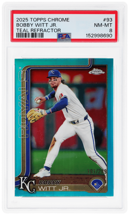 2025 Topps Chrome Teal Refractor Bobby Witt Jr. #93 191/299 PSA 8