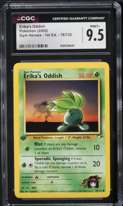 2000 Pokemon Gym Heroes 1st Edition Erika's Oddish #78 CGC 9.5 MINT+