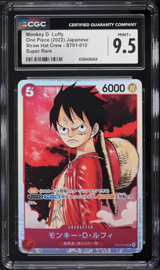 2022 One Piece Japanese Straw Hat Crew SR Monkey D. Luffy #ST01-012 CGC 9.5 MINT+