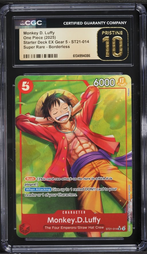 2025 One Piece Starter Deck EX Gear 5 Borderless Alt Art Monkey D. Luffy #ST21-014 CGC 10 PRISTINE