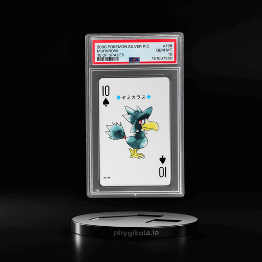 2000 Pokemon Silver Version Playing Cards Japanese 10 of Spades Murkrow #198 PSA 10