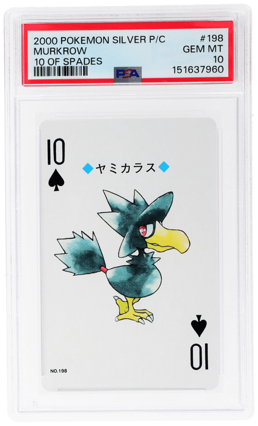 2000 Pokemon Silver Version Playing Cards Japanese 10 of Spades Murkrow #198 PSA 10