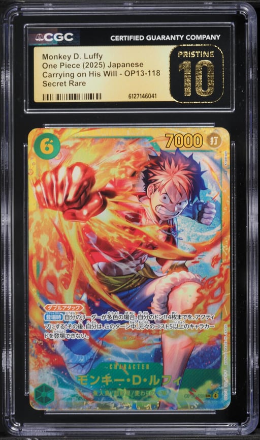 2025 One Piece Japanese Carrying On His Will SEC Monkey D. Luffy #OP13-118 CGC 10 PRISTINE