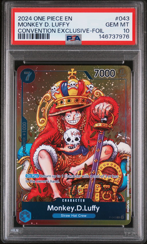 2024 ONE PIECE PROMOS 043 MONKEY D. LUFFY CONVENTION EXCLUSIVE-FOIL PSA 10