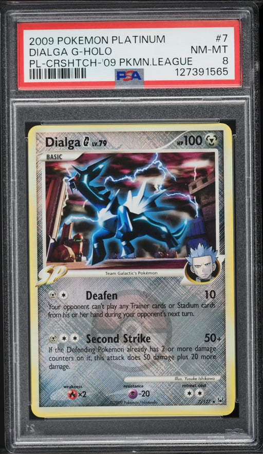 2009 Pokemon Platinum Cross Hatch Holo Dialga G #7 PSA 8 NM-MT
