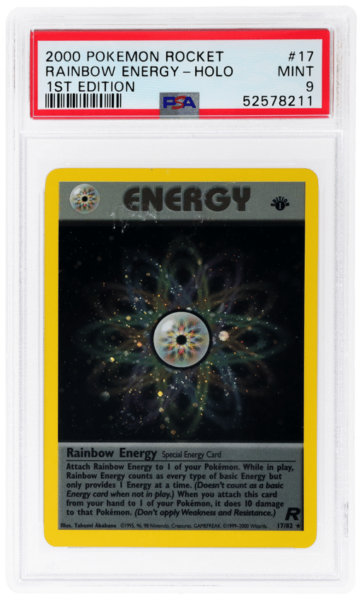 2000 Pokemon Team Rocket 1st Edition Holo Rainbow Energy #17 PSA 9