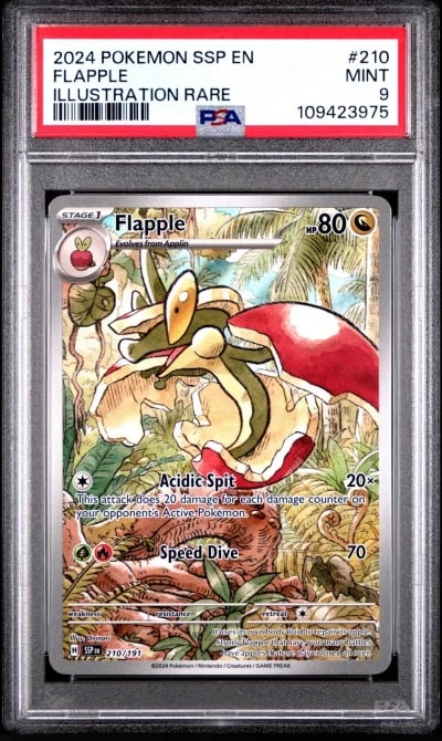 2024 POKEMON SSP EN-SURGING SPARKS ILLUSTRATION RARE #210 FLAPPLE PSA 9