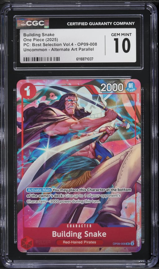 2025 One Piece Premium Best Selection Volume 4 Alt Art Building Snake #OP09-008 CGC 10 GEM MINT