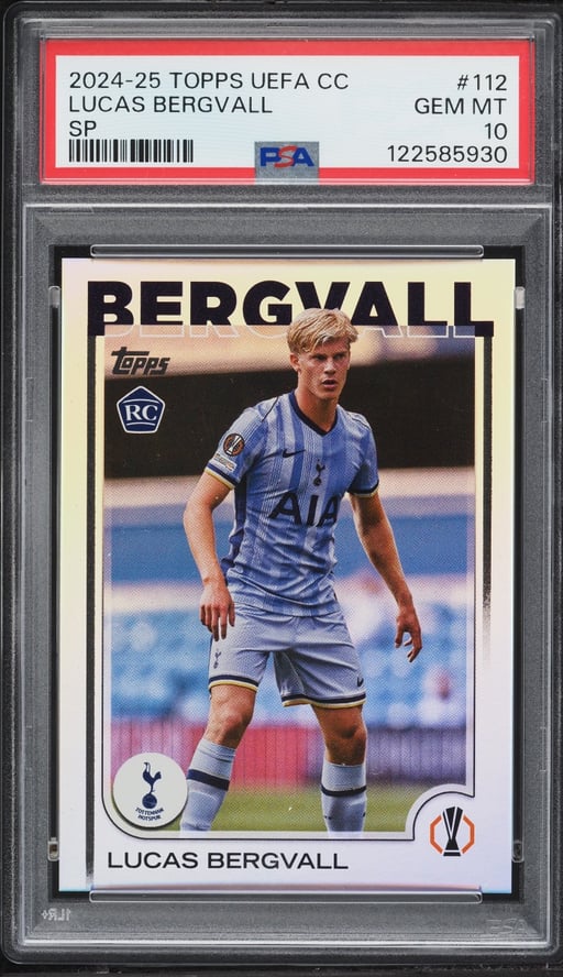 2024 Topps UEFA Club Competitions Lucas Bergvall SP ROOKIE #112 PSA 10 GEM MINT