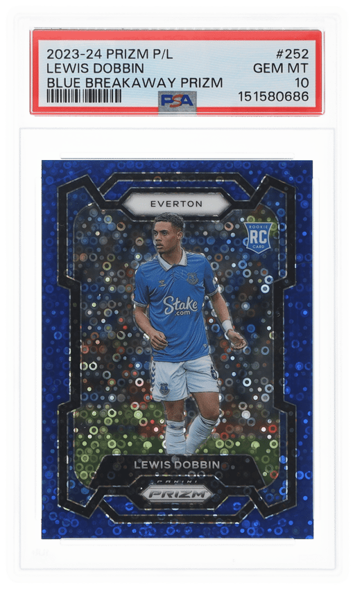 2023 Panini Prizm Premier League Blue Breakaway Prizm Lewis Dobbin #252 15/99 PSA 10
