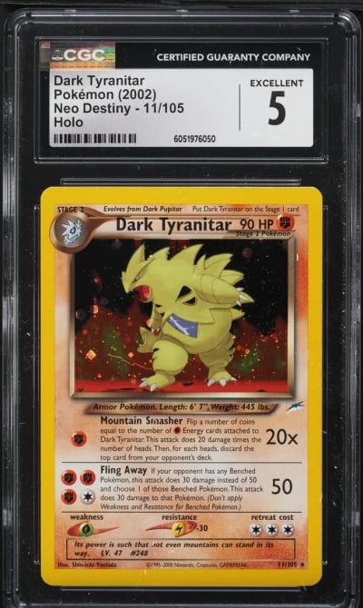 2002 Pokemon Neo Destiny Holo Dark Tyranitar #11 CGC 5 EX