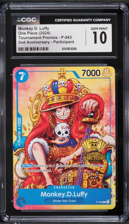 2024 One Piece Promo 2nd Anniversary Participant Monkey D. Luffy #P-043 CGC 10 GEM MINT