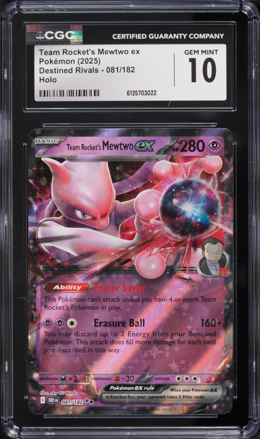 2025 Pokemon Scarlet & Violet Destined Rivals Holo Team Rocket's Mewtwo ex #81 CGC 10 GEM MINT