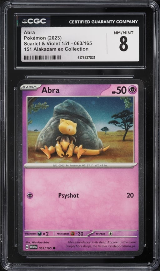2023 Pokemon Scarlet & Violet 151 Alakazam Ex Collection Abra #63 CGC 8 NM-MT