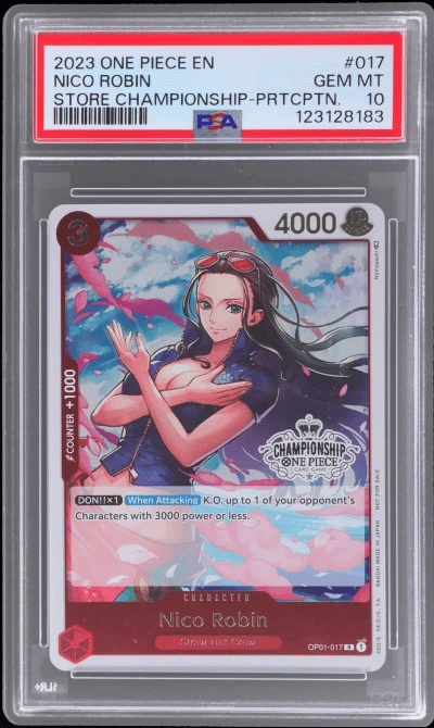 2023 One Piece Store Championship Promo Participation Pack Nico Robin #OP01017 PSA 10