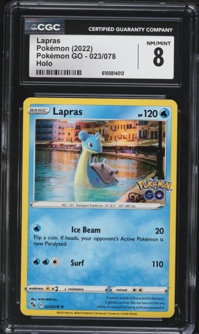 2022 Pokemon Sword & Shield Pokemon GO Holo Lapras #23 CGC 8 NM-MT