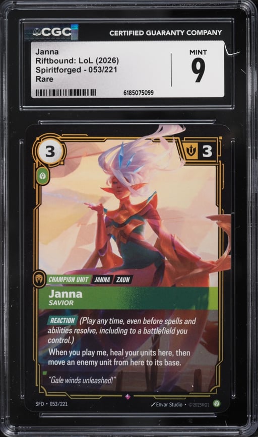 2026 Riftbound League Of Legends Spiritforged Janna #053 CGC 9 MINT