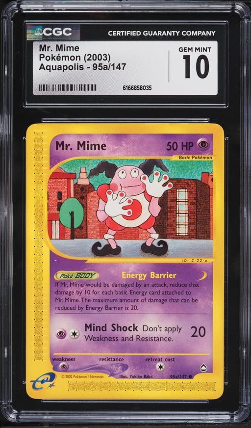 2003 Pokemon Aquapolis Mr. Mime #95a CGC 10 GEM MINT