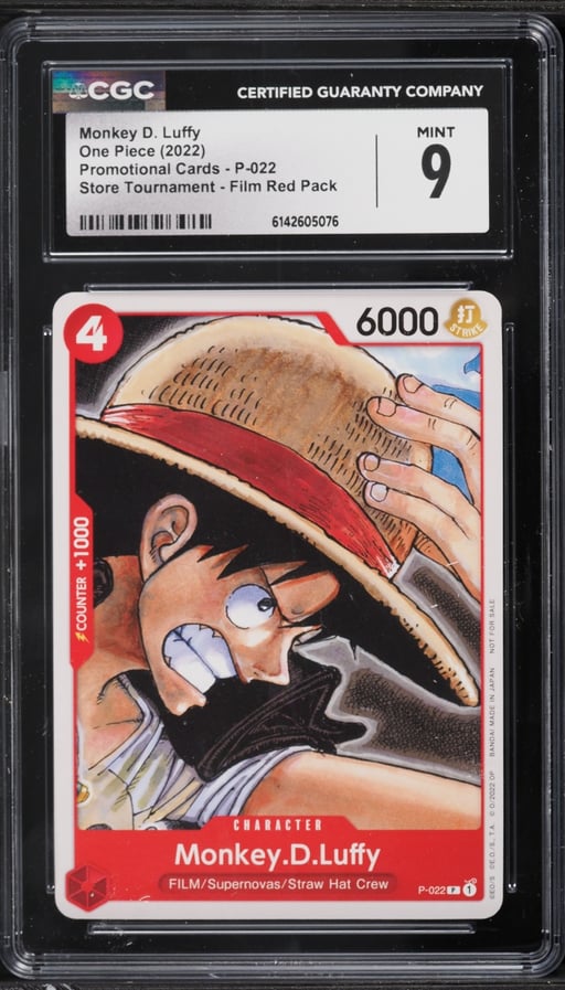2022 One Piece Promo Cards Store Tournament Film Red Pack Monkey D. Luffy #P-22 CGC 9 MINT