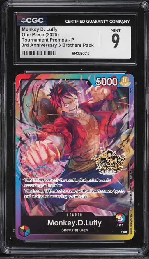 2025 One Piece Promo 3rd Anniversary 3 Brothers Pack Leader Monkey D. Luffy #P CGC 9 MINT