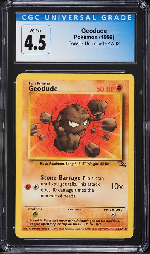 1999 Pokemon Fossil Geodude #47 CGC 4.5 VGEX+