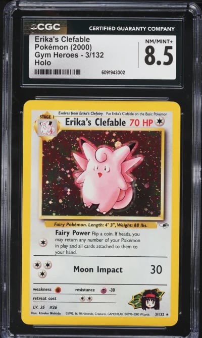 2000 Pokemon Gym Heroes Holo Erika's Clefable #3 CGC 8.5 NM-MT+