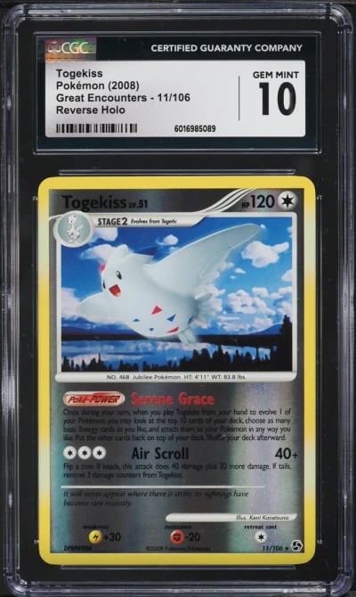 2008 Pokemon Diamond & Pearl Great Encounters Reverse Holo Togekiss #11 CGC 10