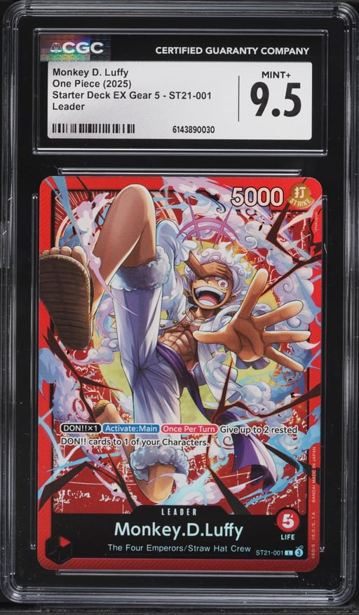 2025 One Piece Starter Deck EX Gear 5 Leader Monkey D. Luffy #ST21-001 CGC 9.5 MINT+