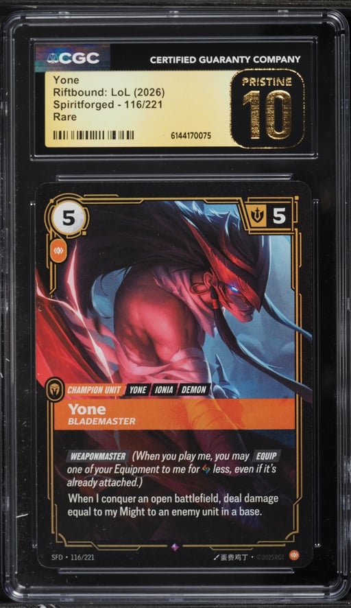 2026 Riftbound League Of Legends Spiritforged Yone #116 CGC 10 PRISTINE