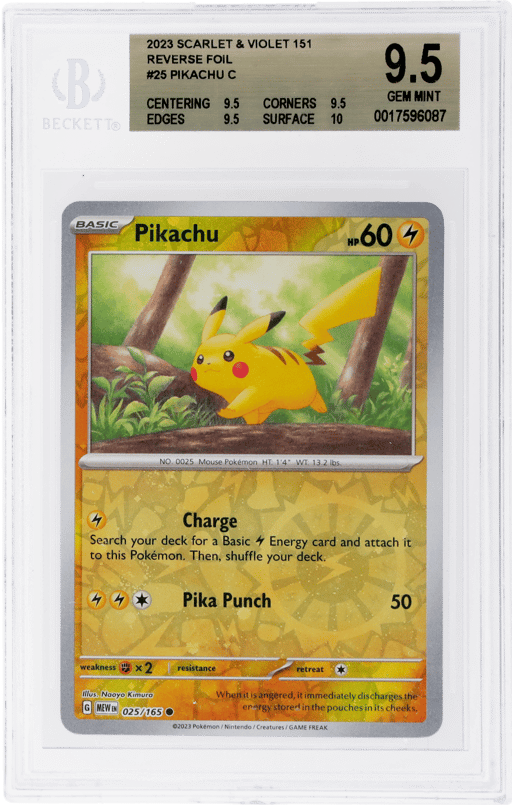 2023 Pokemon Scarlet and Violet 151 Reverse Holo Pikachu #25 BGS 9.5