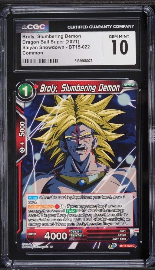 2021 Dragon Ball Super Saiyan Showdown Broly Slumbering Demon #BT15-022 CGC 10 GEM MINT