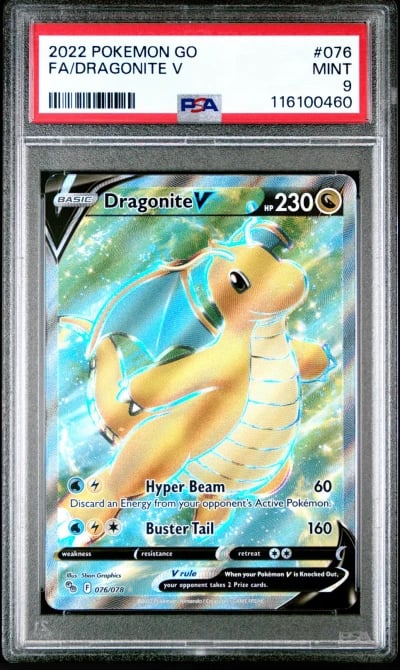 2022 POKEMON GO #076 FULL ART/DRAGONITE V PSA 9